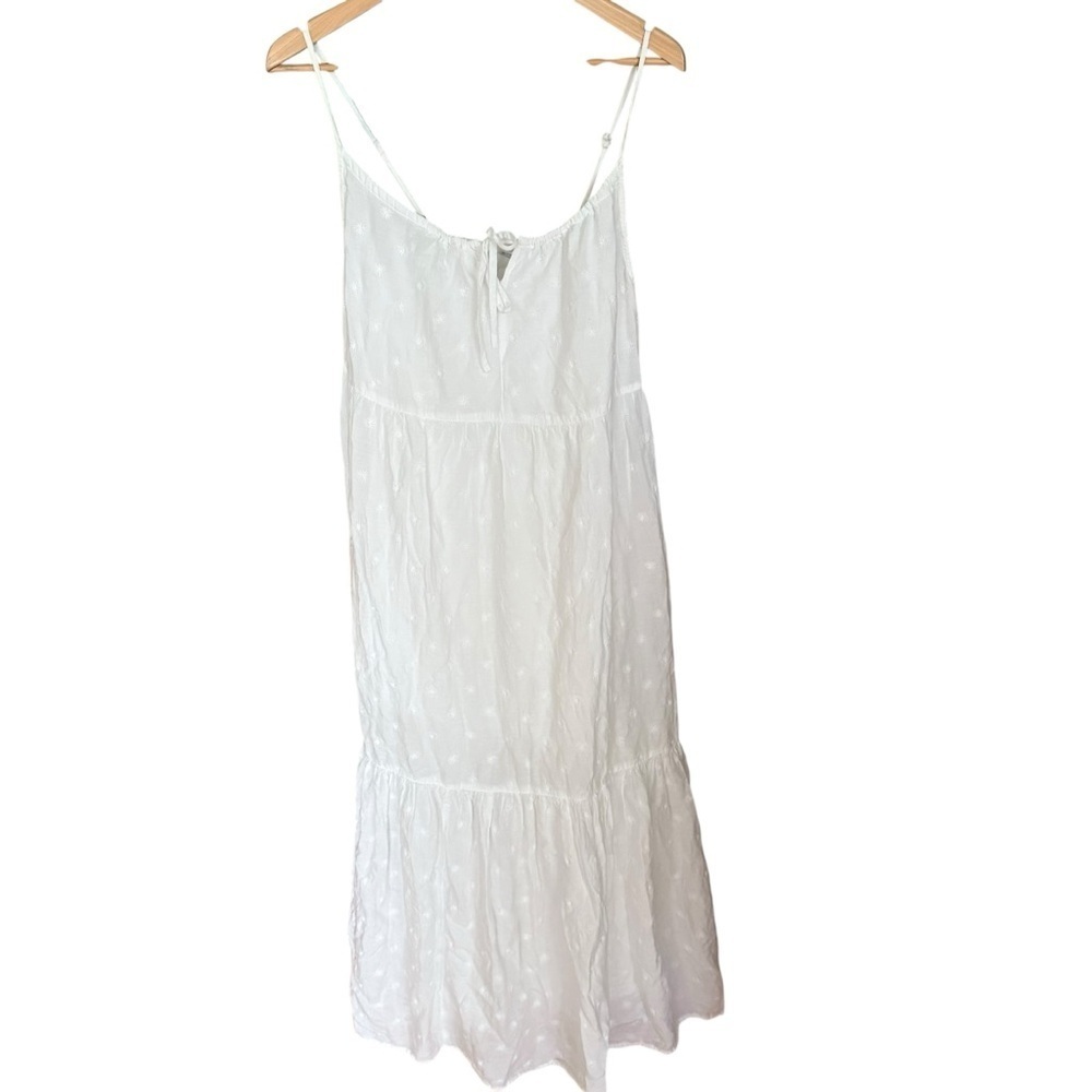 Old Navy White Cottagecore Swiss Dot Tiered Maxi Dress Tie Front Boho S - Picture 4 of 10